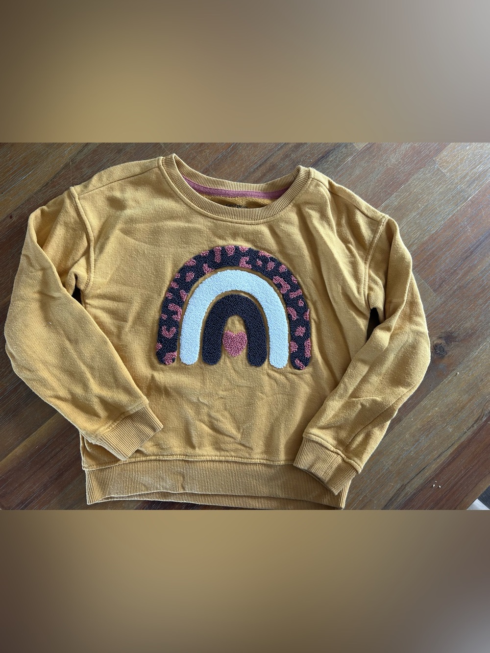🌸4/$20🌸George Mustard Rainbow Appliqué Sweatshirt with Pink and Navy Accents